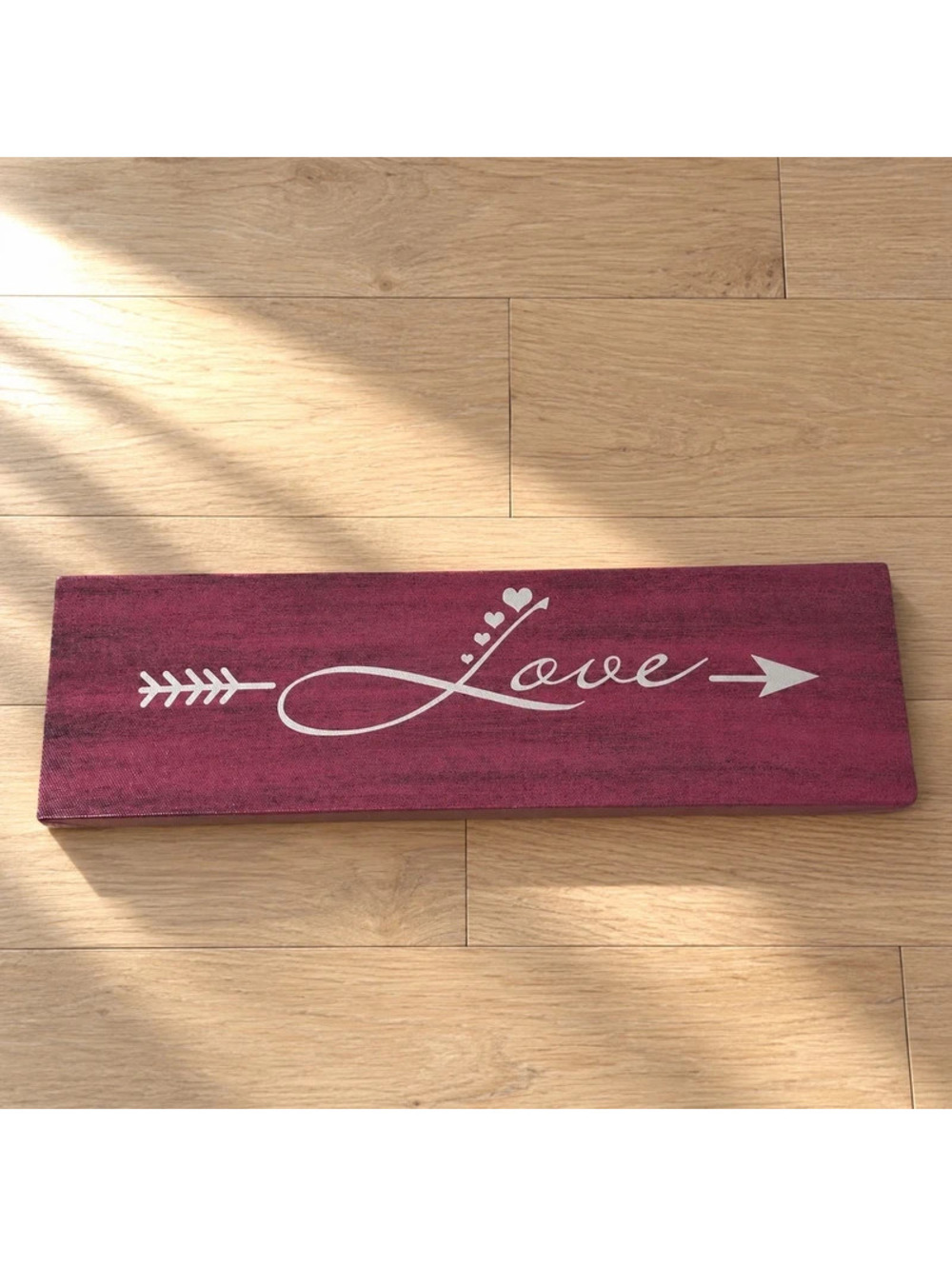 Love Wood Sign Pink White Rustic Farmhouse Wall Shelf Decor 12.5"